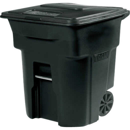 Toter 96 Gal. Black Outdoor Trash Can With Attached Lid and Wheels